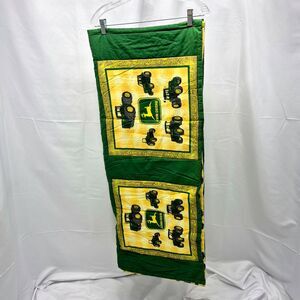 Handmade John Deere Quilt Blanket Throw  Green Yellow Tractor Farm Decor VTG